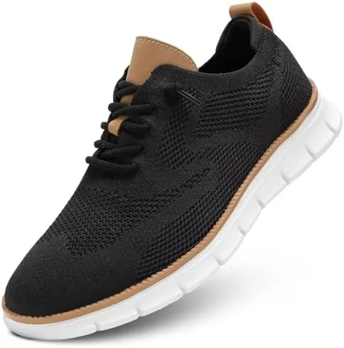 mens casual dress shoes fashion walking sneakers mesh business oxfords work lightweight soft sole black
