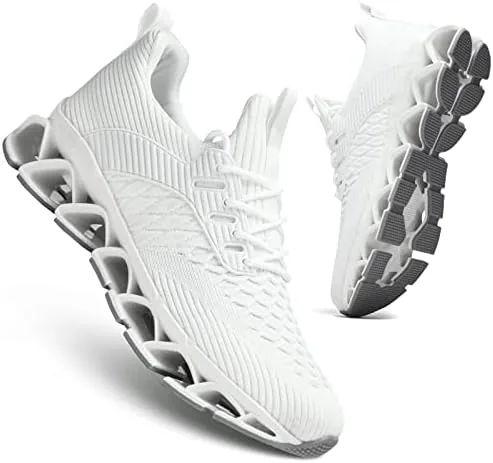 mens slip on walking running shoes blade tennis casual fashion sneakers comfort non slip work sport athletic trainer white